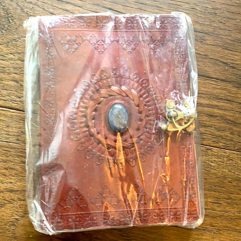 Embossed Leather Blue Stone Journal with Clasp